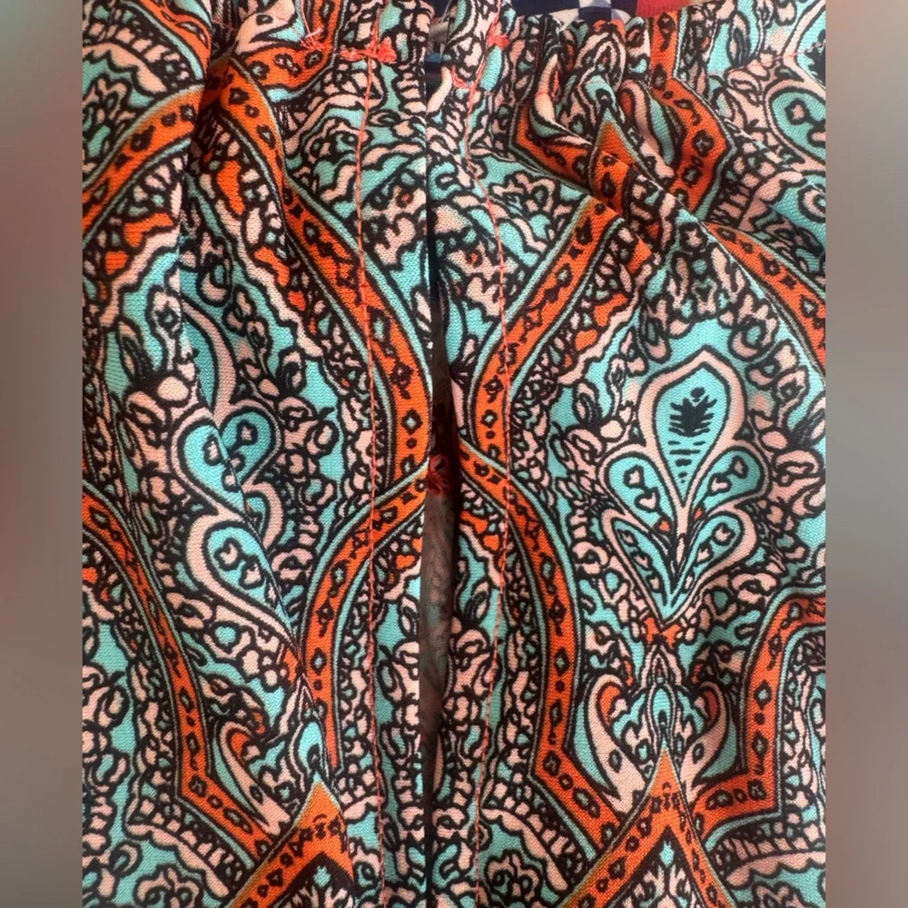 London Times Size 12 Medallion Sleeveless Halter Maxi Dress Orange and Blue NWOT
